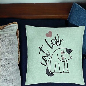 Alternative view of Perna Decorativa, Model Cat Lover, 40x40 cm, Verde Menta, Husa Detasabila, Burduf