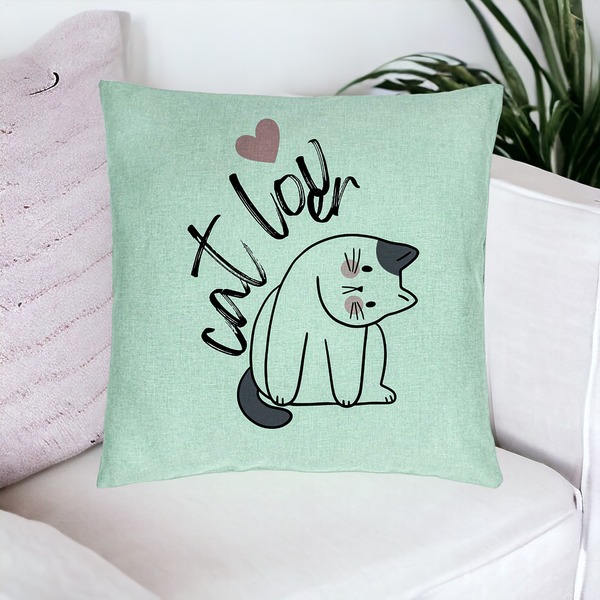 Perna Decorativa, Model Cat Lover, 40x40 cm, Verde Menta, Husa Detasabila, Burduf 20 bsc0081 PhotoRoom 4