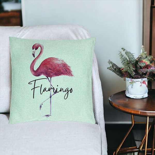 Perna Decorativa, Model Flamingo, 40x40 cm, Verde Menta, Husa Detasabila, Burduf 18 bsc0082 PhotoRoom 2