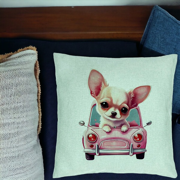 Perna Decorativa, Model Chihuahua Love, 40x40 cm, Verde Menta, Husa Detasabila, Burduf 17 bsc0084 PhotoRoom 1