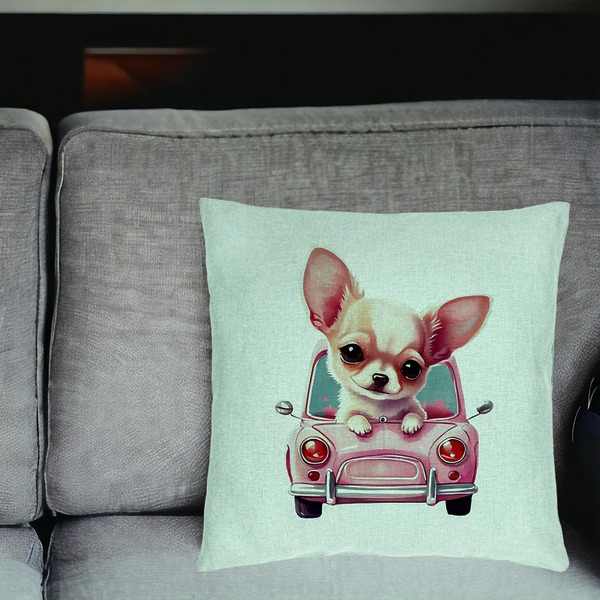 Perna Decorativa, Model Chihuahua Love, 40x40 cm, Verde Menta, Husa Detasabila, Burduf 18 bsc0084 PhotoRoom 2