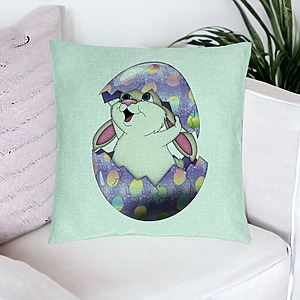 Alternative view of Perna Decorativa, Model Iepurasul Fericit, 40x40 cm, Verde Menta, Husa Detasabila, Burduf