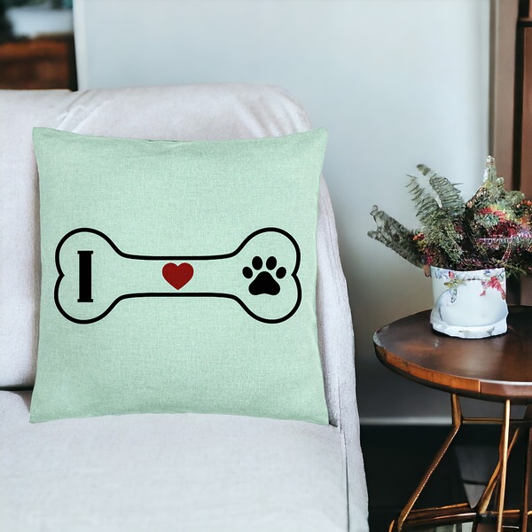 Perna Decorativa, Model I love Doggos, 40x40 cm, Verde Menta, Husa Detasabila, Burduf 19 bsc0088 PhotoRoom 3