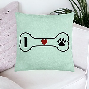 Alternative view of Perna Decorativa, Model I love Doggos, 40x40 cm, Verde Menta, Husa Detasabila, Burduf