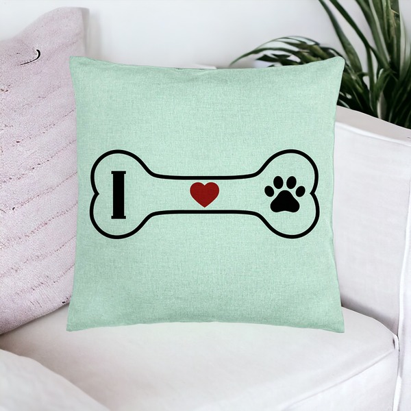 Perna Decorativa, Model I love Doggos, 40x40 cm, Verde Menta, Husa Detasabila, Burduf 16 bsc0088 PhotoRoom
