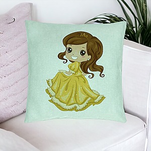 Alternative view of Perna Decorativa, Model Printesa cu Coroana, 40x40 cm, Verde Menta, Husa Detasabila, Burduf