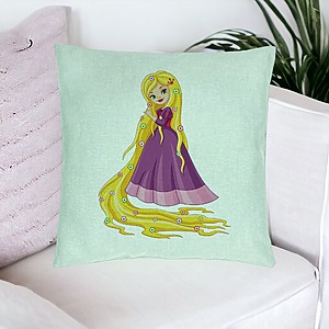 Alternative view of Perna Decorativa, Model Printesa Rochie Mov, 40x40 cm, Verde Menta, Husa Detasabila, Burduf