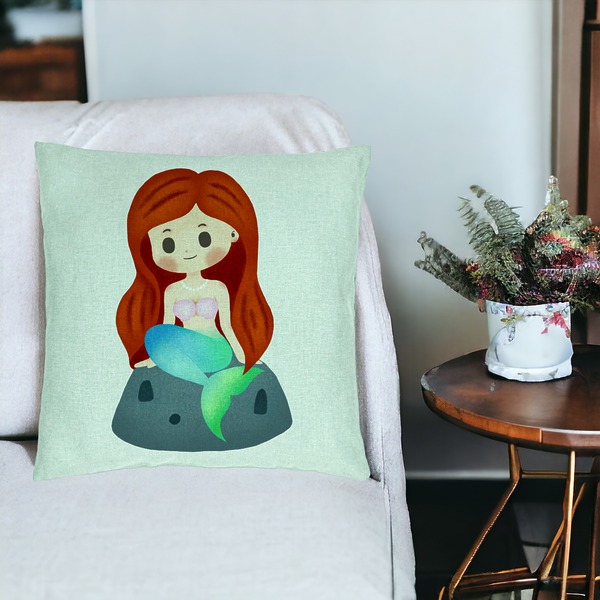 Perna Decorativa, Model Sirena, 40x40 cm, Verde Menta, Husa Detasabila, Burduf 18 bsc0094 PhotoRoom 2