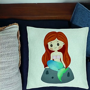 Alternative view of Perna Decorativa, Model Sirena, 40x40 cm, Verde Menta, Husa Detasabila, Burduf