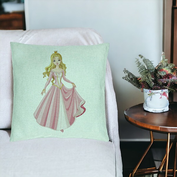 Perna Decorativa, Model Printesa de Aur, 40x40 cm, Verde Menta, Husa Detasabila, Burduf 18 bsc0095 PhotoRoom 2