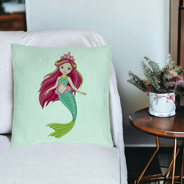 Perna Decorativa, Model Sirena Verde Menta, 40x40 cm, Verde Menta, Husa Detasabila, Burduf 18 bsc0097 PhotoRoom 2