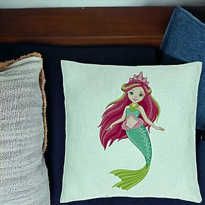 Alternative view of Perna Decorativa, Model Sirena Verde Menta, 40x40 cm, Verde Menta, Husa Detasabila, Burduf