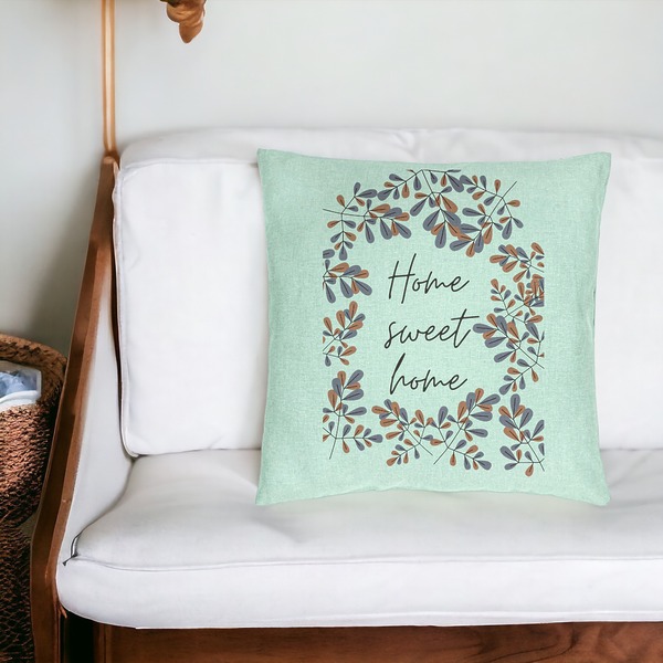 Perna Decorativa, Model Home Sweet Home, 40x40 cm, Verde Menta, Husa Detasabila, Burduf 19 bsc0102 PhotoRoom 3