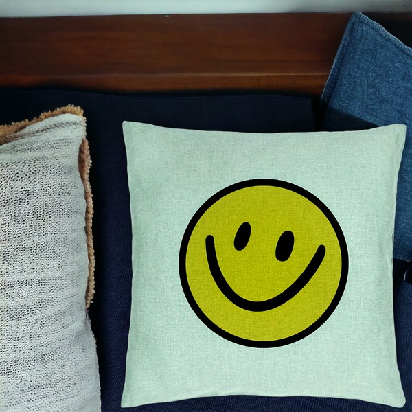Perna Decorativa, Model Smiley Face 2, 40x40 cm, Verde Menta, Husa Detasabila, Burduf 17 bsc0104 PhotoRoom 1