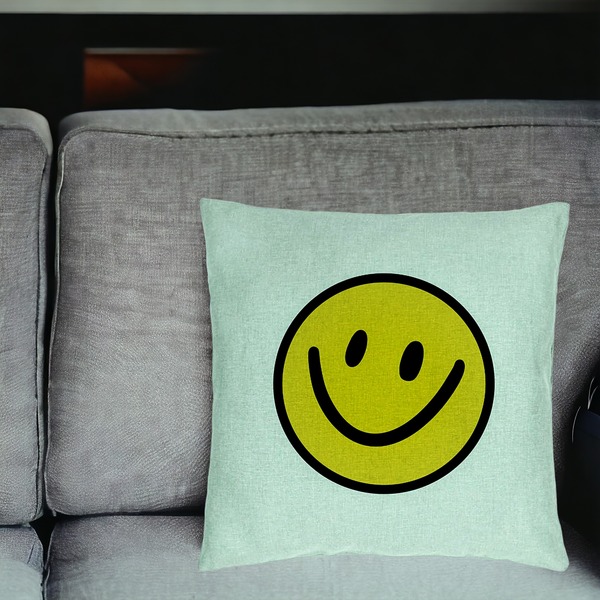 Perna Decorativa, Model Smiley Face 2, 40x40 cm, Verde Menta, Husa Detasabila, Burduf 18 bsc0104 PhotoRoom 2