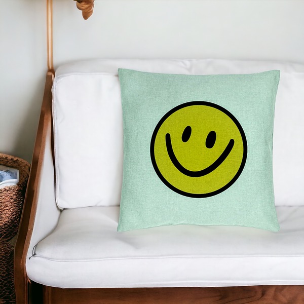 Perna Decorativa, Model Smiley Face 2, 40x40 cm, Verde Menta, Husa Detasabila, Burduf 20 bsc0104 PhotoRoom 4
