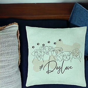 Alternative view of Perna Decorativa, Model Dog Love, 40x40 cm, Verde Menta, Husa Detasabila, Burduf