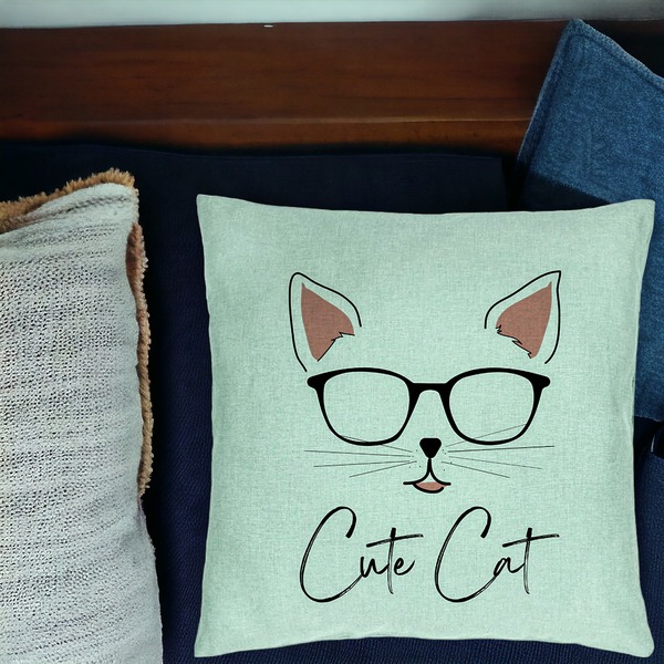Perna Decorativa, Model Cute Cat, 40x40 cm, Verde Menta, Husa Detasabila, Burduf 17 bsc0107 PhotoRoom 1