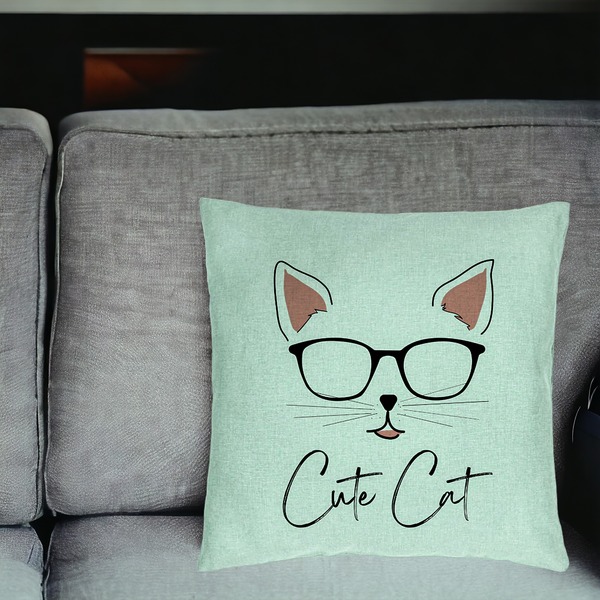 Perna Decorativa, Model Cute Cat, 40x40 cm, Verde Menta, Husa Detasabila, Burduf 18 bsc0107 PhotoRoom 2