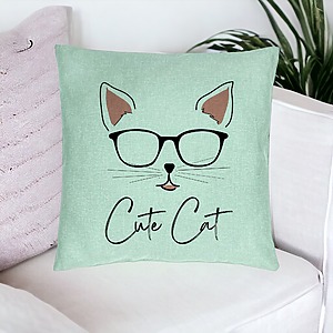 Alternative view of Perna Decorativa, Model Cute Cat, 40x40 cm, Verde Menta, Husa Detasabila, Burduf