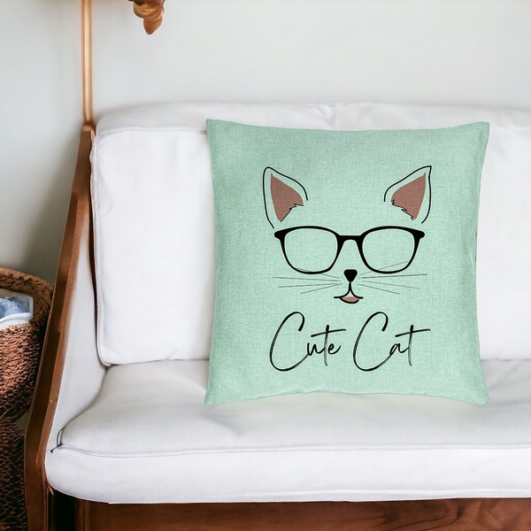 Perna Decorativa, Model Cute Cat, 40x40 cm, Verde Menta, Husa Detasabila, Burduf 20 bsc0107 PhotoRoom 4