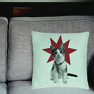 Alternative view of Perna Decorativa, Model Super Cat, 40x40 cm, Verde Menta, Husa Detasabila, Burduf