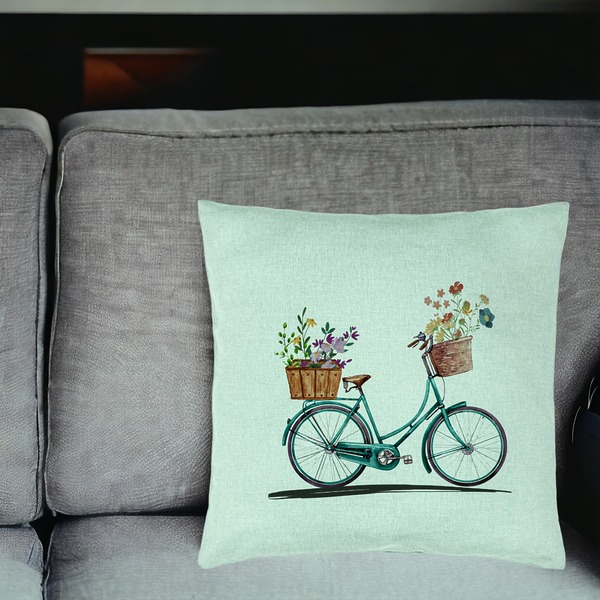 Perna Decorativa, Model Bicicleta Floarala, 40x40 cm, Verde Menta, Husa Detasabila, Burduf 19 bsc0109 PhotoRoom 3