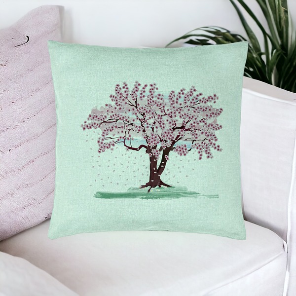 Perna Decorativa, Model Rose Tree, 40x40 cm, Verde Menta, Husa Detasabila, Burduf 16 bsc0110 PhotoRoom
