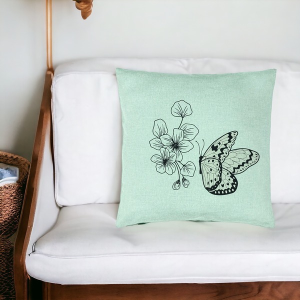 Perna Decorativa, Model Fluture si Flori, 40x40 cm, Verde Menta, Husa Detasabila, Burduf 20 bsc0111 PhotoRoom 4