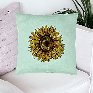 Alternative view of Perna Decorativa, Model Florea Soarelui, 40x40 cm, Verde Menta, Husa Detasabila, Burduf