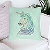 Perna Decorativa, Model Unicorns, 40x40 cm, Verde Menta, Husa Detasabila, Burduf 23 bsc0113 PhotoRoom