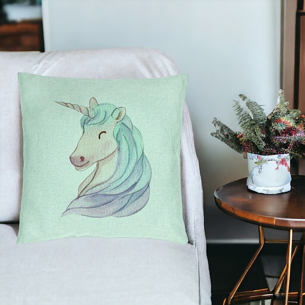 Perna Decorativa, Model Unicorns, 40x40 cm, Verde Menta, Husa Detasabila, Burduf 19 bsc0113 PhotoRoom 3