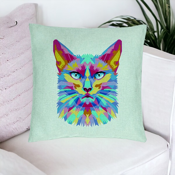 Perna Decorativa, Model Contrast Cat, 40x40 cm, Verde Menta, Husa Detasabila, Burduf 16 bsc0116 PhotoRoom