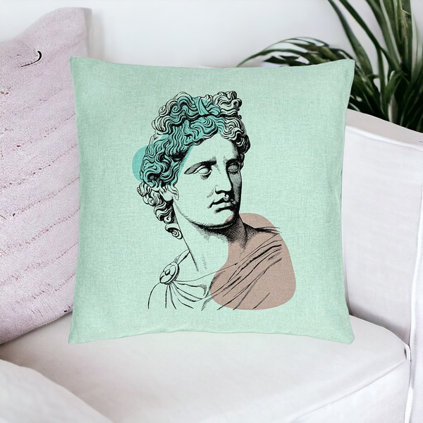 Perna Decorativa, Model Apollo Belvedere, 40x40 cm, Verde Menta, Husa Detasabila, Burduf 16 bsc0117 PhotoRoom
