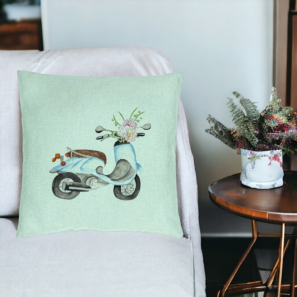 Perna Decorativa, Model Flower Bike, 40x40 cm, Verde Menta, Husa Detasabila, Burduf 18 bsc0118 PhotoRoom 2
