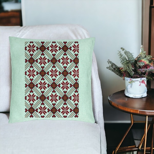 Perna Decorativa, Model cu Motive Romanesti 2, 40x40 cm, Verde Menta, Husa Detasabila, Burduf 19 bsc0119 PhotoRoom 3