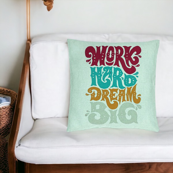 Perna Decorativa, Model Work Hard Dream Big, 40x40 cm, Verde Menta, Husa Detasabila, Burduf 18 bsc0121 PhotoRoom 2