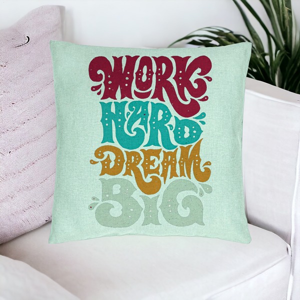 Perna Decorativa, Model Work Hard Dream Big, 40x40 cm, Verde Menta, Husa Detasabila, Burduf 19 bsc0121 PhotoRoom 3