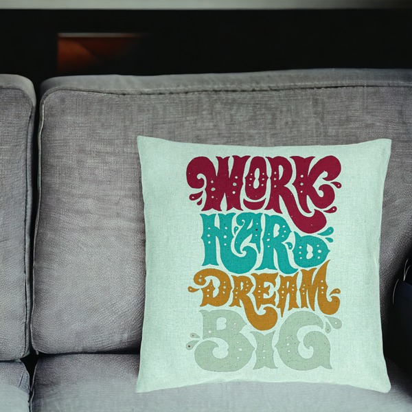 Perna Decorativa, Model Work Hard Dream Big, 40x40 cm, Verde Menta, Husa Detasabila, Burduf 16 bsc0121 PhotoRoom