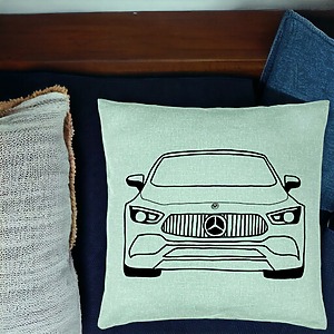 Alternative view of Perna Decorativa, Model Hey Mercedes, 40x40 cm, Verde Menta, Husa Detasabila, Burduf