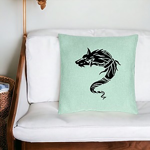 Alternative view of Perna Decorativa, Model Lup Dacic, 40x40 cm, Verde Menta, Husa Detasabila, Burduf