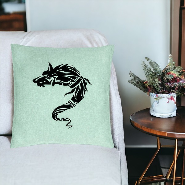 Perna Decorativa, Model Lup Dacic, 40x40 cm, Verde Menta, Husa Detasabila, Burduf 20 bsc0222 PhotoRoom 4