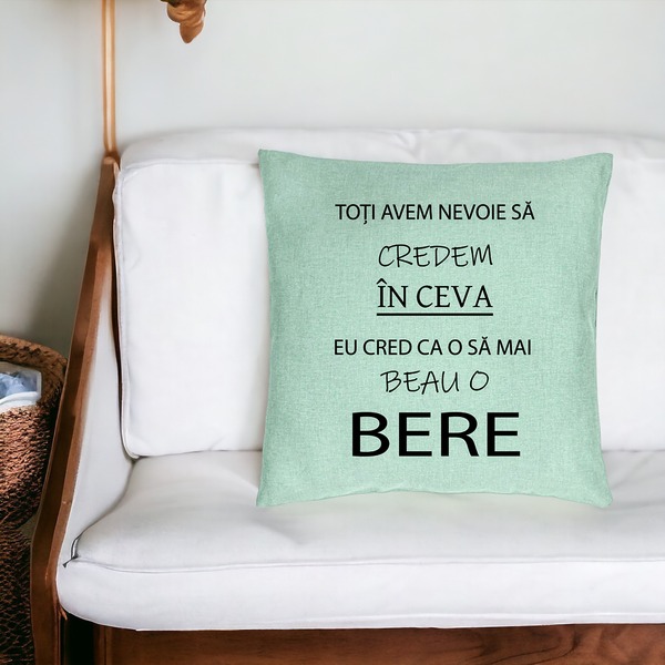 Perna Decorativa, Model Beau o Bere, 40x40 cm, Verde Menta, Husa Detasabila, Burduf 20 bsc0223 PhotoRoom 4