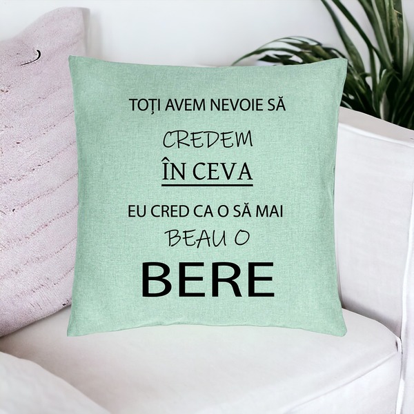 Perna Decorativa, Model Beau o Bere, 40x40 cm, Verde Menta, Husa Detasabila, Burduf 16 bsc0223 PhotoRoom