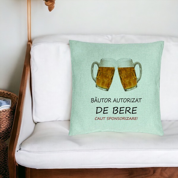 Perna Decorativa, Model Bautor Autorizat de Bere, 40x40 cm, Verde Menta, Husa Detasabila, Burduf 20 bsc0225 PhotoRoom 4