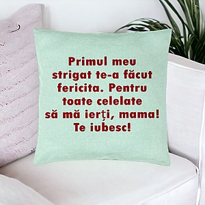 Alternative view of Perna Decorativa, Model Mama Te Iubesc 2, 40x40 cm, Verde Menta, Husa Detasabila, Burduf