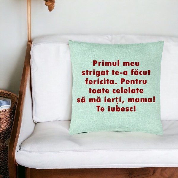 Perna Decorativa, Model Mama Te Iubesc 2, 40x40 cm, Verde Menta, Husa Detasabila, Burduf 20 bsc0229 PhotoRoom 4