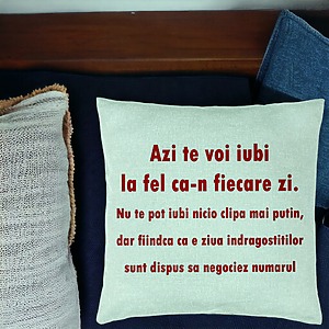 Alternative view of Perna Decorativa, Model Ziua Indragostitilor, 40x40 cm, Verde Menta, Husa Detasabila, Burduf