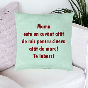 Alternative view of Perna Decorativa, Model Pentru Mama Te iubesc, 40x40 cm, Verde Menta, Husa Detasabila, Burduf