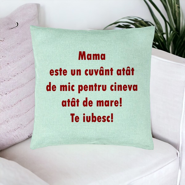 Perna Decorativa, Model Pentru Mama Te iubesc, 40x40 cm, Verde Menta, Husa Detasabila, Burduf 16 bsc0231 PhotoRoom